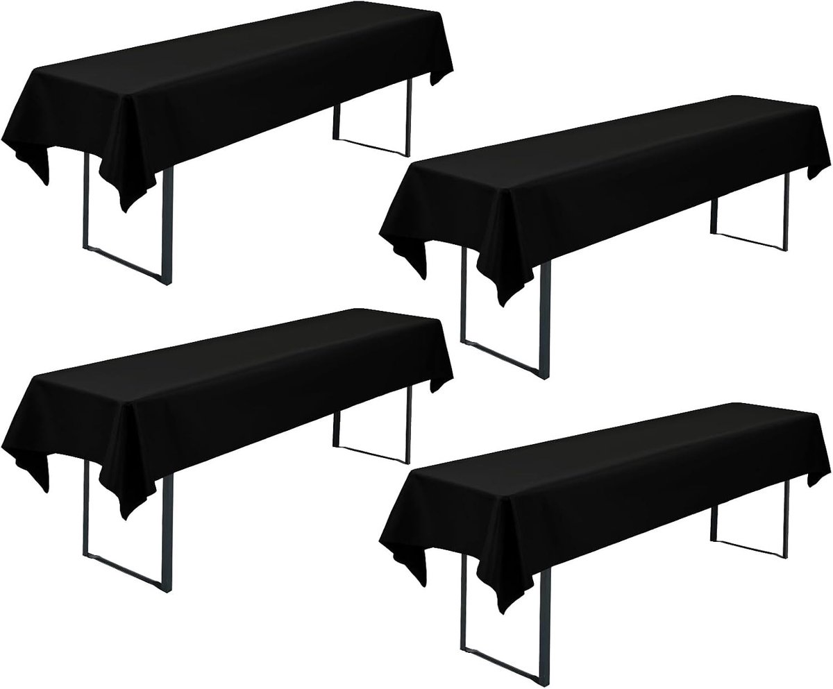 Set van 4 Zwarte Tafelkleden 110 x 260 cm, Polyester, Wasbaar en Duurzaam, Ideaal voor Tui