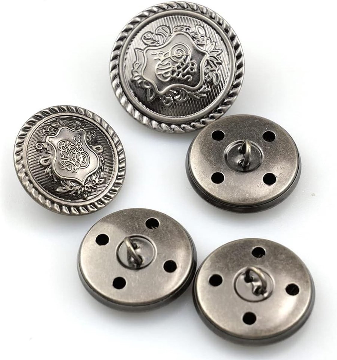 50 Stuks Metalen Knopen - Oogjes Knopen, Traditionele Antieke Naaiknopen, Vintage Ronde Knopen voor Jassen en Kostuums (15mm-30mm)