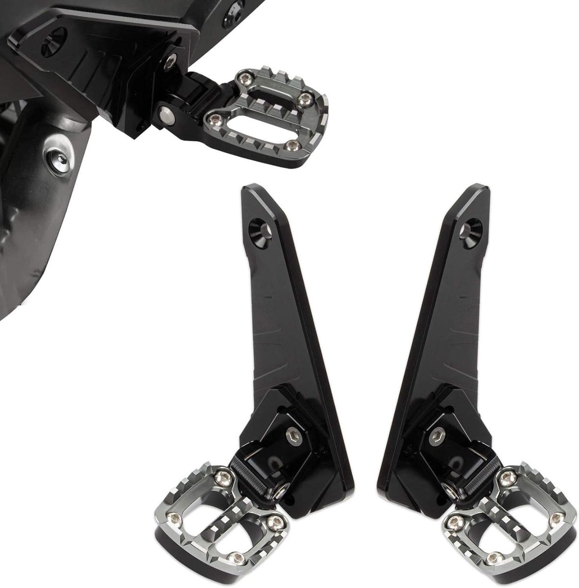 Vouwbare Voetsteunen voor Passagiers, CNC Aluminium Achterste Voetsteunen voor Motoren, Geschikt voor X-ADV 750 2021-2022 (Zwart)