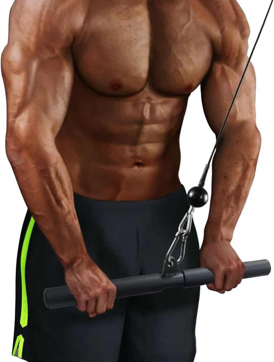 Lat Pulldown Bar voor DIY Kabelmachine - Biceps Bar met Handvatten voor Krachttraining en Fitness Accessoires