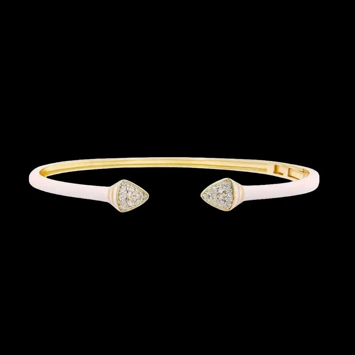 Victoria Valenza Goudkleurige Armband met Witte Emaille en Zirkonia Stenen - Armband - Goudkleurig - Zirkonia