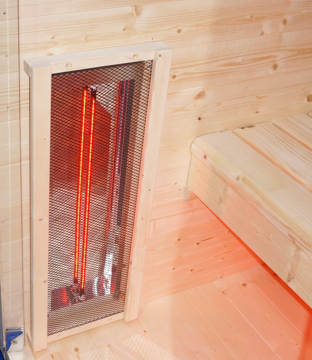 LIVIN Infraroodcabine 1 Persoons - Saunacabines - Sauna Cabine - Full Spectrum Verwarming - Kleurenverlichting - Audiofunctie - 90 x 90 x 190 cm - Espenhout thumbnail 2