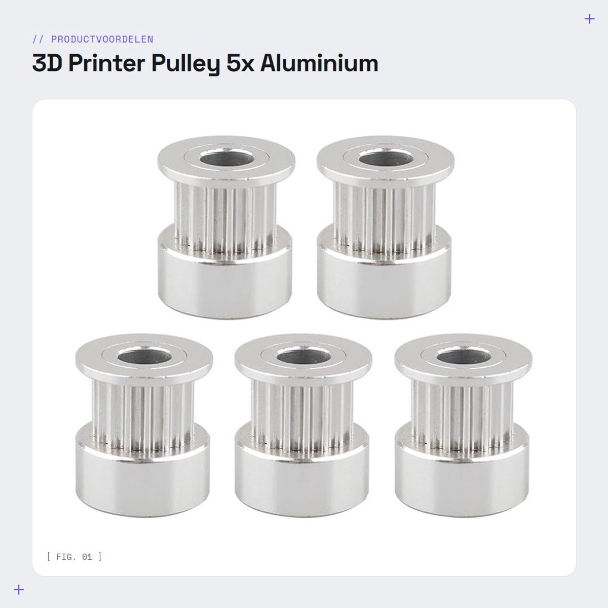 Dailygoods- Timing Belt Pulley 16 Tanden - Aluminium - 5mm Bore - 6mm Breedte - 3D Printer Accessoire - Set van 5 Stuks
