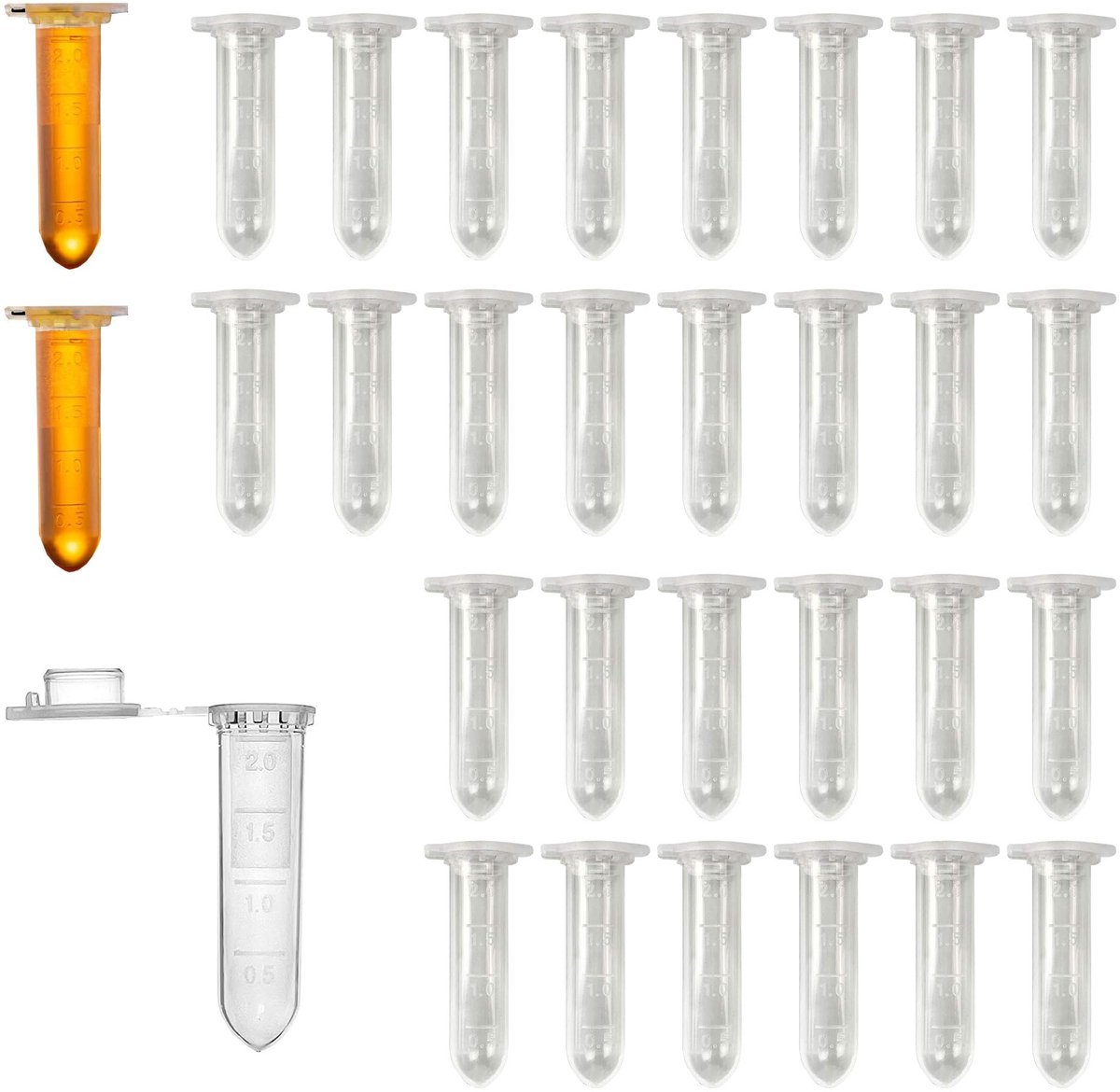Dailygoods- Centrifugebuisjes 300 stuks - 2 ml - Kunststof - Lekvrij - Kliksluiting - Hoge/lage temperatuurbestendigheid - Geschikt voor centrifugeren - Reageerbuis