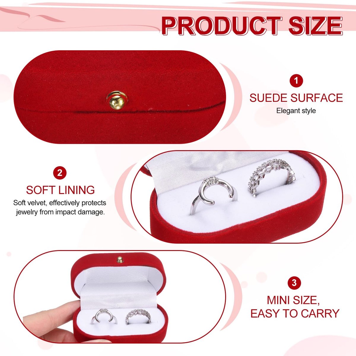 Dailygoods- Ringdoos Fluwelen Design - Mini-Ringhouder - Sieradenorganizer - Draagbaar - Huwelijksaanzoek - Metalen Sluiting - Sieradenkoffer