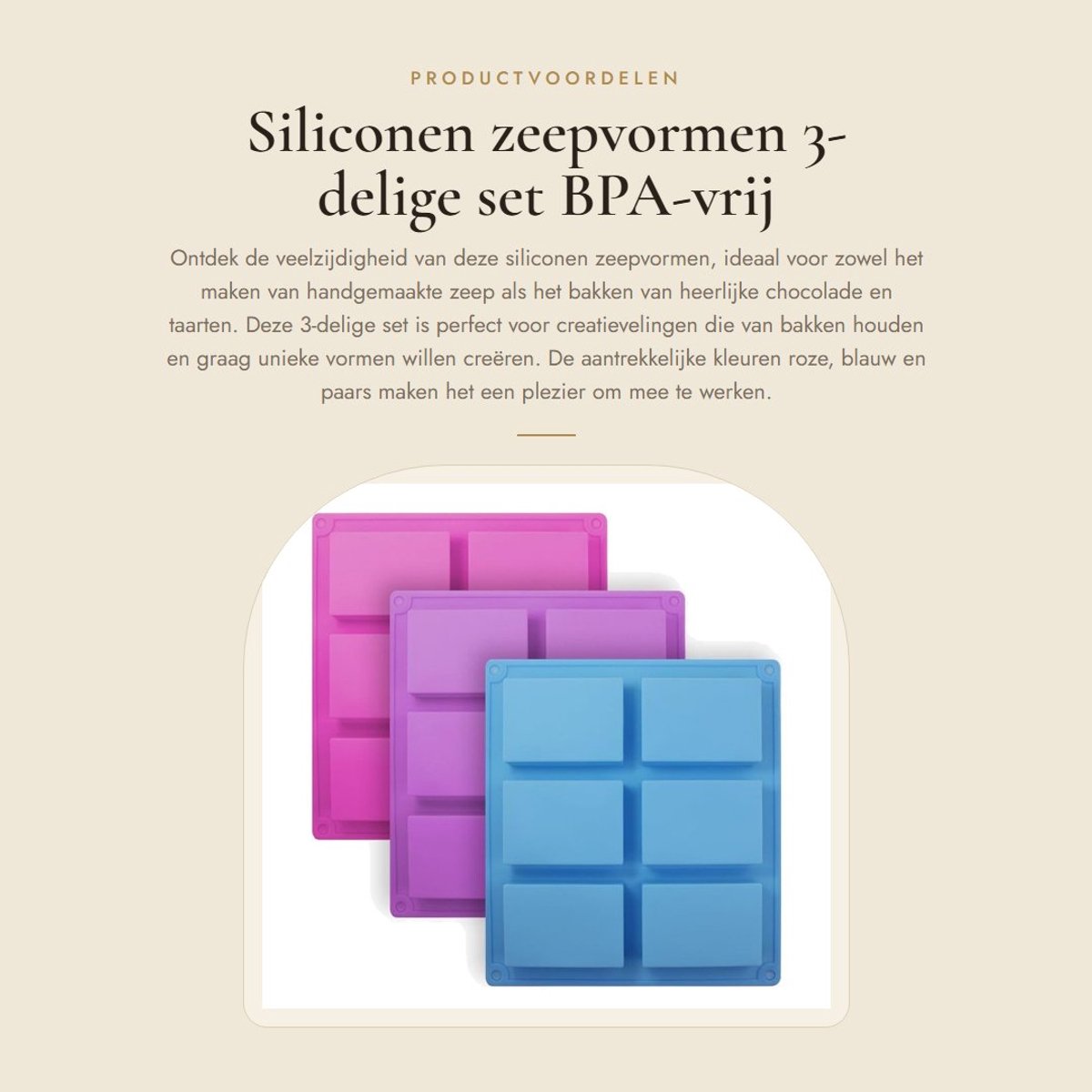 Dailygoods- Siliconen Zeepvormen - 3-delige Bakvorm - Broodvorm - Chocoladevorm - Taartvorm - Temperatuurveilig van -40 tot 230 graden Celsius