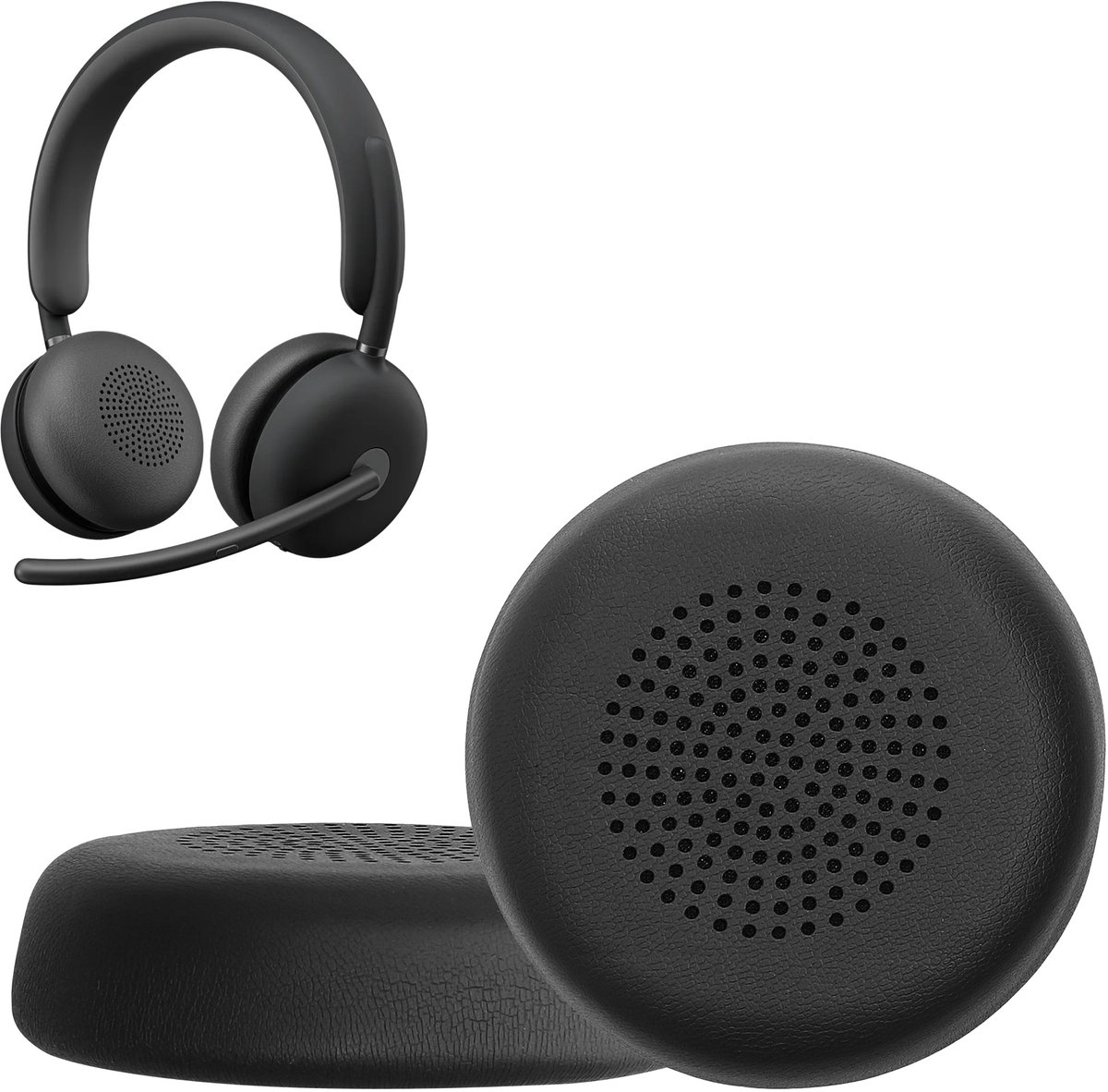 kwmobile 2x oorkussens geschikt voor Logitech Zone Wireless 2 / Zone 950 - Earpads voor koptelefoon in zwart