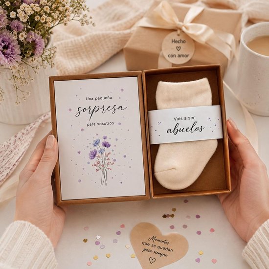 Zwangerschapsaankondiging geschenkdoos - Cadeau zwangerschap opa - Aankondigen baby - Met babysokken en kaart — afbeelding 5
