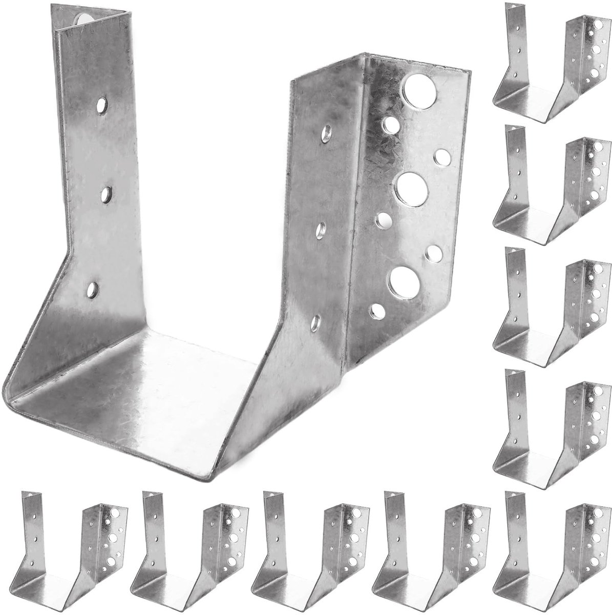 Dailygoods- Balkenverbinder 80x120mm - 10 Stuks - Houtbalkverbinder - Verbindingsstuk - Verzinkt - Schroefgaten/Nagelgaten - Balkenschoen