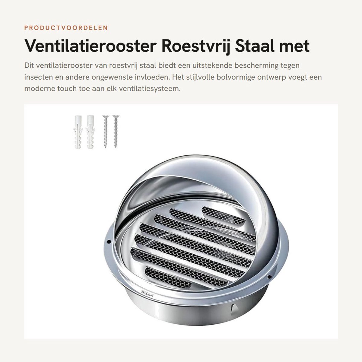 Dailygoods- Ventilatierooster Roestvrij Staal - Afzuigventiel - Ventilatierooster Afsluitbaar - Ventilatie - Insectenbescherming - 150 mm Weerbeschermingsrooster - Ontluchtingsrooster