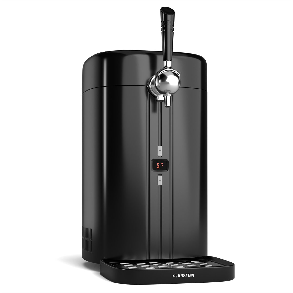 Klarstein FrostBrew Biertapinstallatie - 5L biertapinstallatie met CO₂-druksysteem, Thermo-elektrisch koelsysteem, Temperatuurregeling 3-12 °C, LED-display, Afneembare lekbak, Zwart/zilver