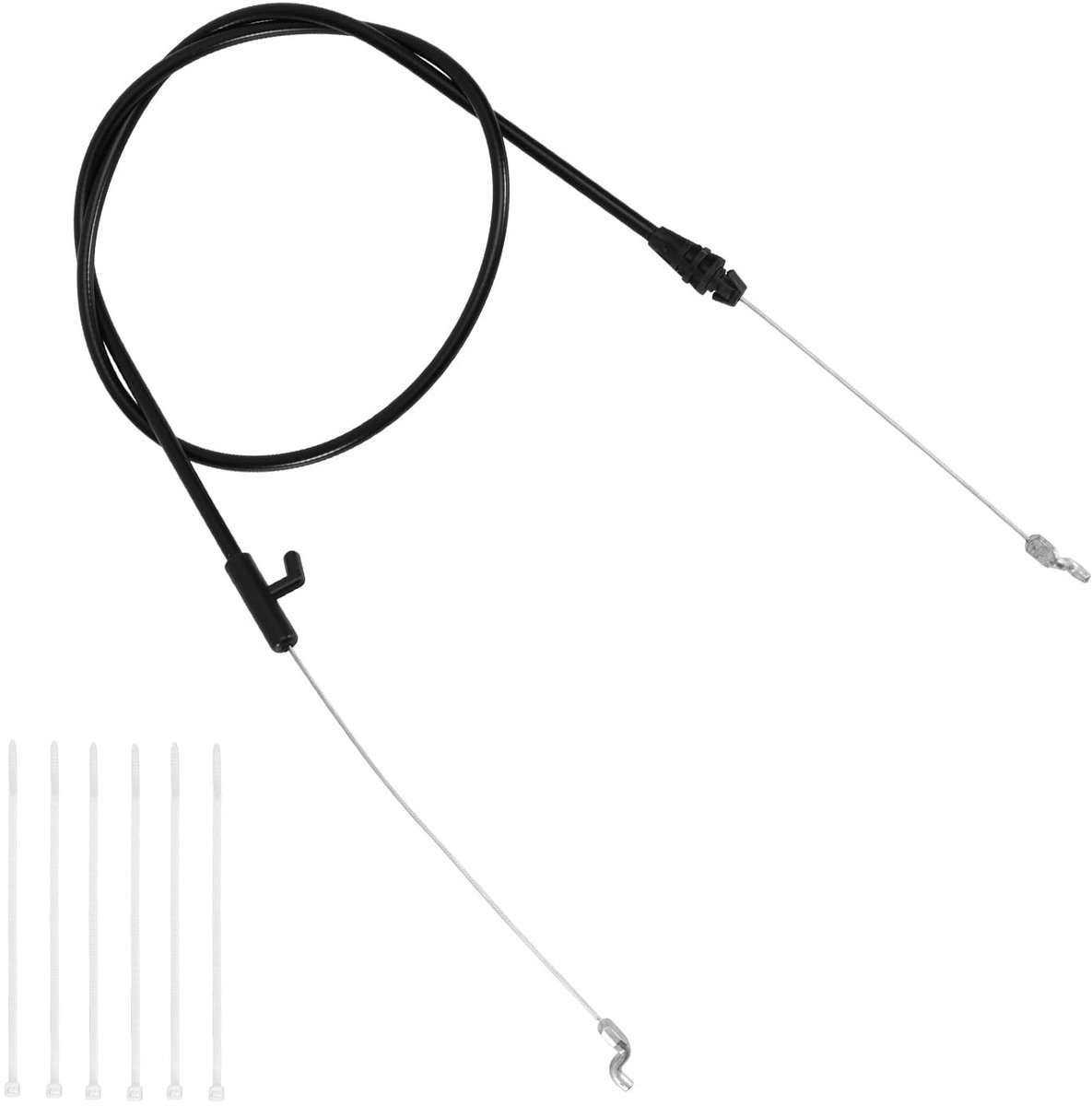 Dailygoods- Bedieningskabel 130cm - Gaskabel Universeel - Vervangingsonderdeel 746-04661A - Zwart - Gegalvaniseerd Staal - Inclusief 6 Kabelbinders