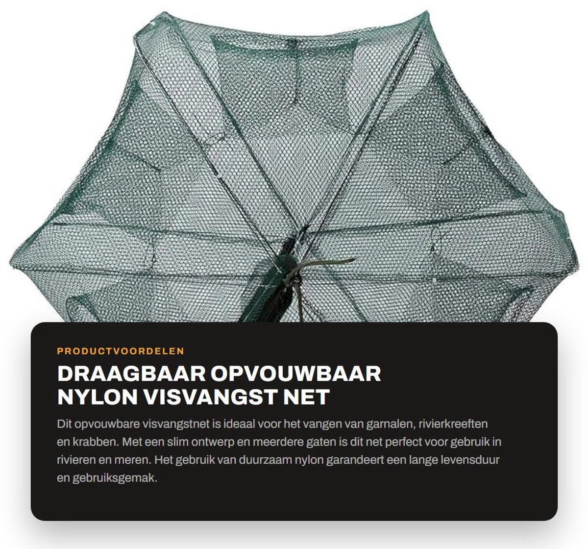 Dailygoods- Visnet Draagbaar - 6/12 Gaten - Opvouwbaar - Nylon - Automatisch - Geschikt voor Garnalen/Rivierkreeft/Crab - Viskooien