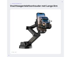 Dailygoods- Telefoonhouder Lange Arm 16,9 Inch - Telefoonhouder Vrachtwagen - Superzuignap - Hittebestendig - Sterke Zuigkracht - Compatibel met SUV's - Autohouder