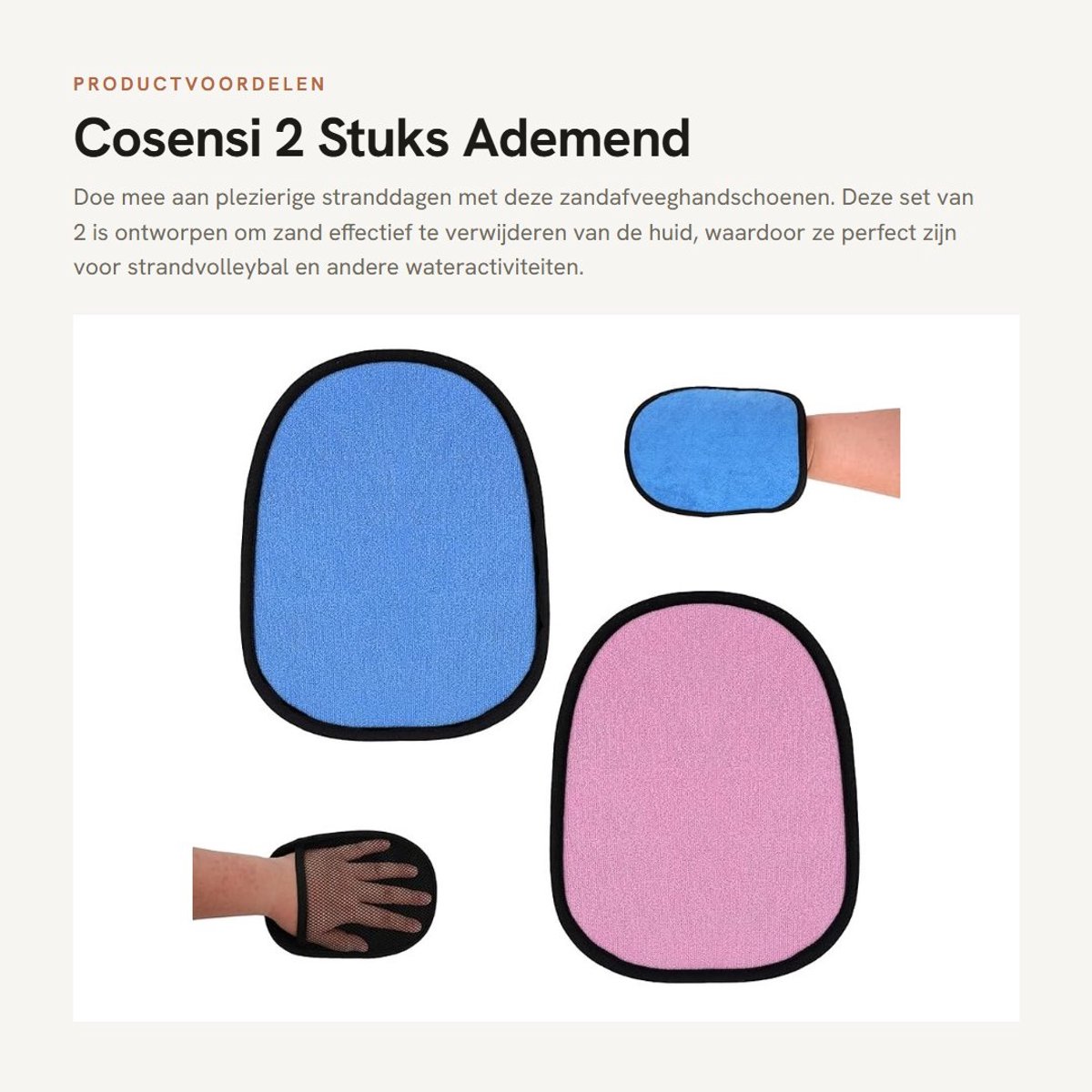 Dailygoods- Zandafveeghandschoenen 2 Stuks - Ademend Zandverwijderingshandschoen - Strandreiniger - Badstof/Meshstof - 21 x 16 cm - Effectieve Zandverwijdering - Zandveghandschoenen