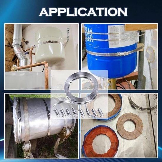 Slangklemmen - RVS - 3,5 m Gattape Metaal + 12 Stuks Bevestiging - DIY Slangklemmenset - Verstelbare Slangklem - voor Waterleiding, Tank, Gasleiding, Koeler, Autoslang van Dnntunk — afbeelding 3