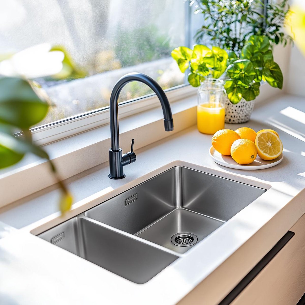 Pure.Sink Comfort 1,5 anderhalve RVS spoelbak 18+34 cm grote bak rechts PCM183440-02