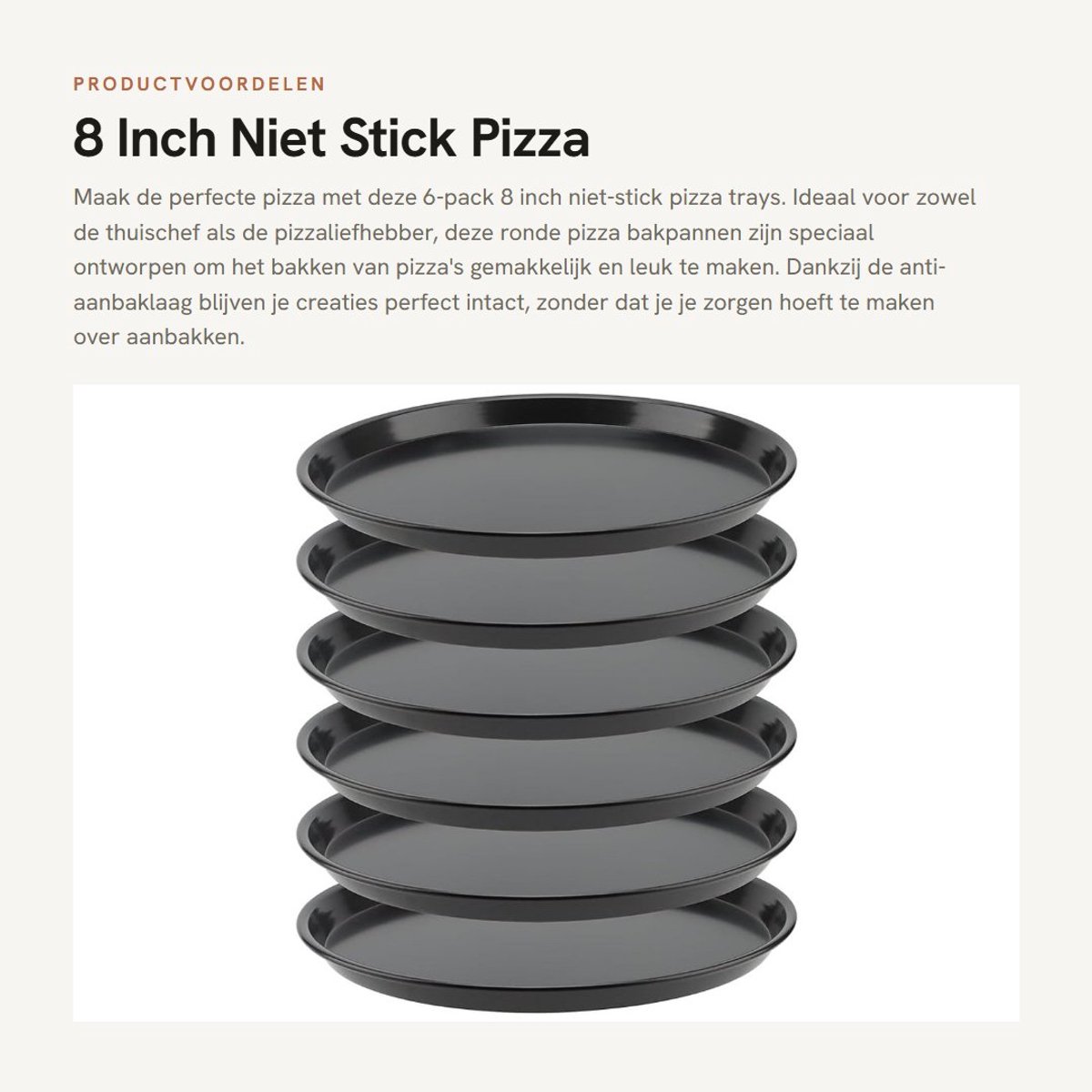 Dailygoods- Pizza Bakpan 20 cm - Antiaanbaklaag - 6 Pack - Ronde Pizzaplaat - Ovenbestendig - Duurzaam Materiaal