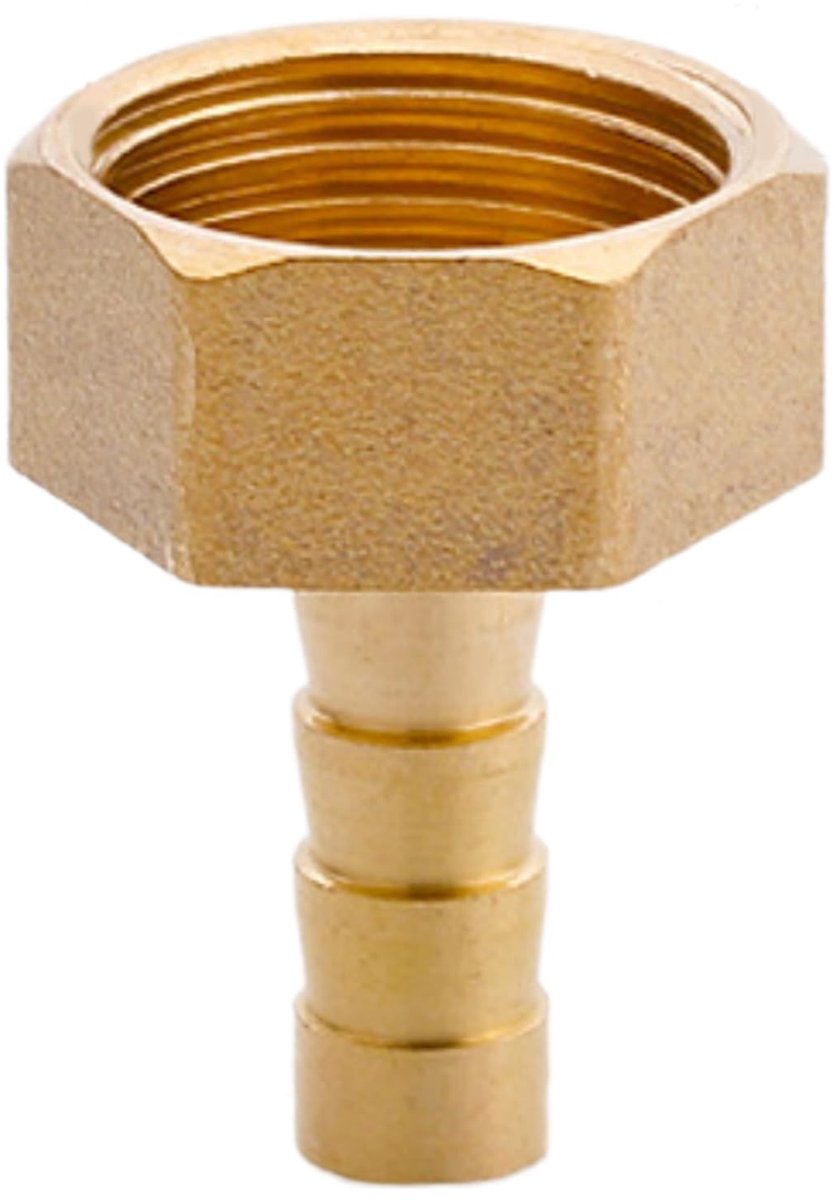 Dailygoods- Slangkoppeling Messing - Vrouwelijke Schroefdraad - Metalen Verbinder - Lekvrije Aansluiting - Robuuste Weerhaak - Duurzaam Ontwerp - Slangfitting