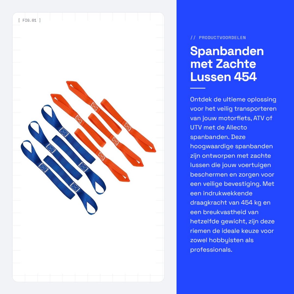 Dailygoods- Spanbanden met zachte lussen - 10 stuks - 454 kg draagkracht - Sjorbanden - Bindriemen - Multifunctioneel - Beschermend voor voertuigen - Tie Down Straps