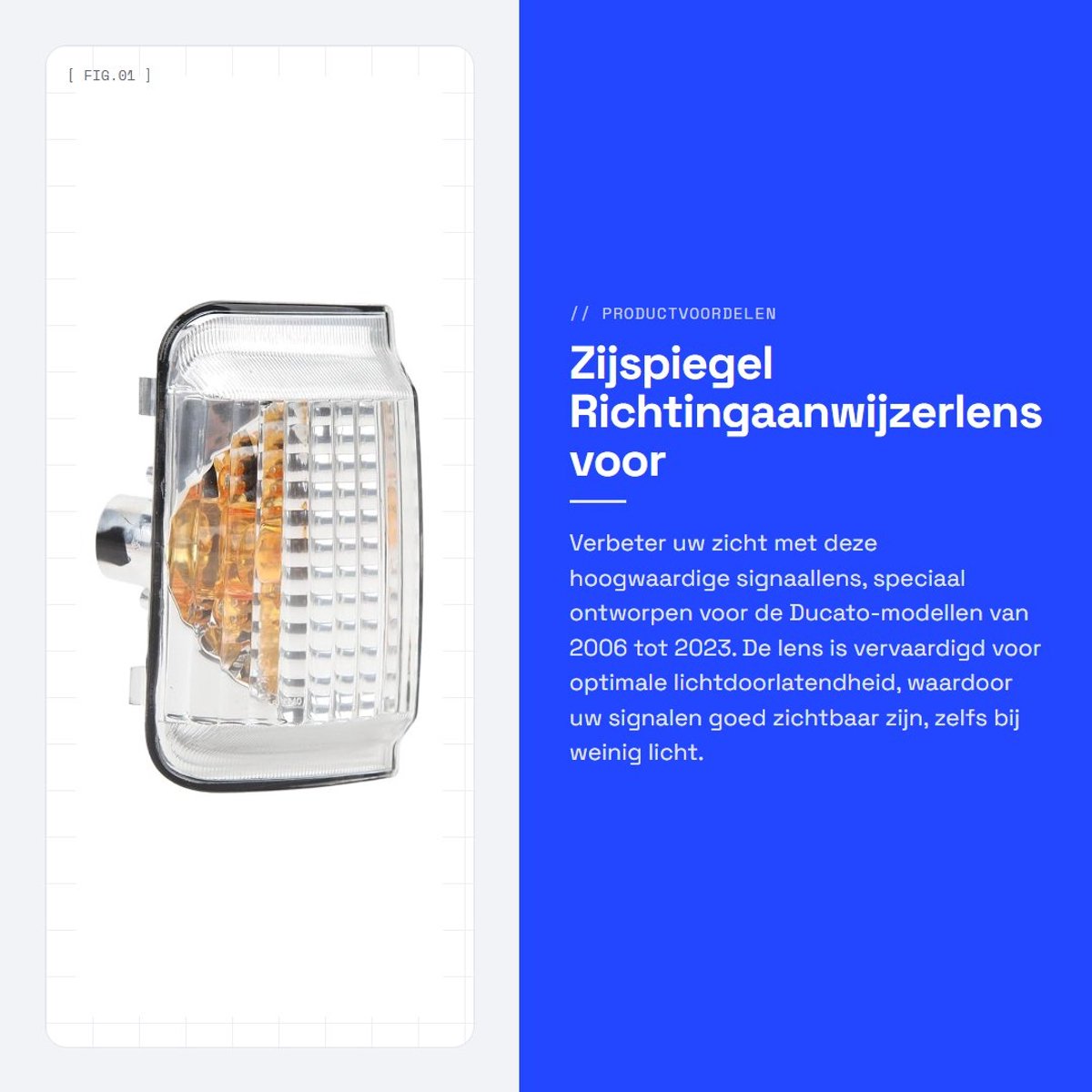 Dailygoods- Richtingaanwijzerlens Hoge Lichtdoorlatendheid - Zijspiegel - Lange Levensduur - Vervanging voor Ducato 2006-2023 - Schokbestendig - Verbeterd Zicht - Knipperlichtlens