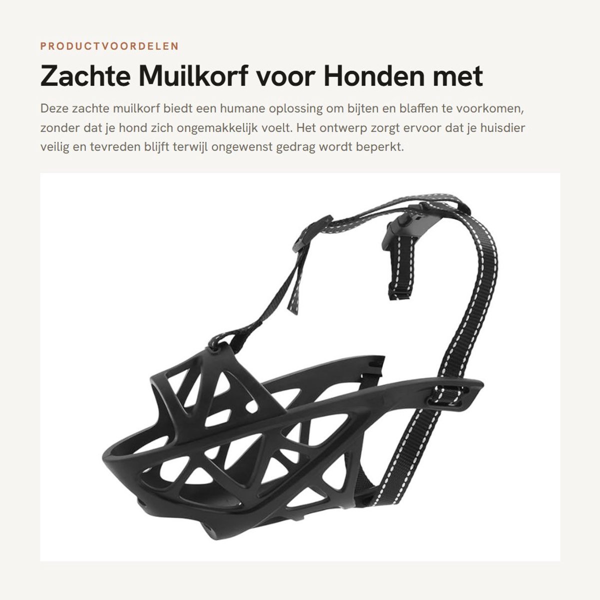 Dailygoods- Honden Muilkorf Zacht Ontwerp - Verstelbaar - Humane Oplossing - Reflecterende Riem - Comfortabele Pasvorm - Veiligheid en Gemoedsrust - Hondentuig