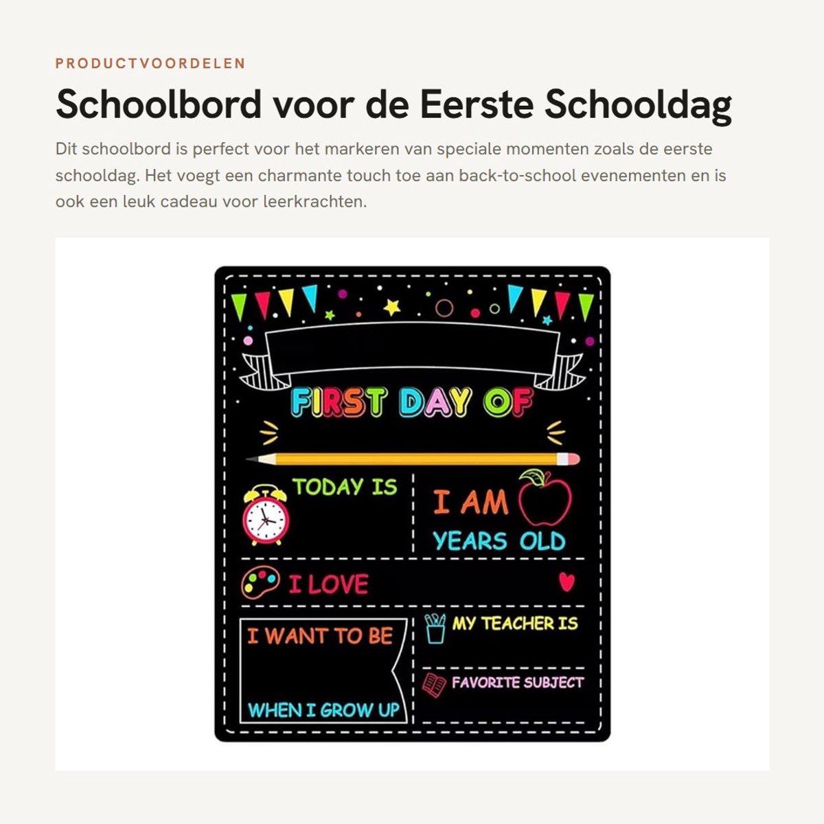Dailygoods- Schoolbord Klein - Decoratiebord - Krijtbord voor Kinderen - Terug naar School - Mijlpaal Display - Fotografie Accessoire