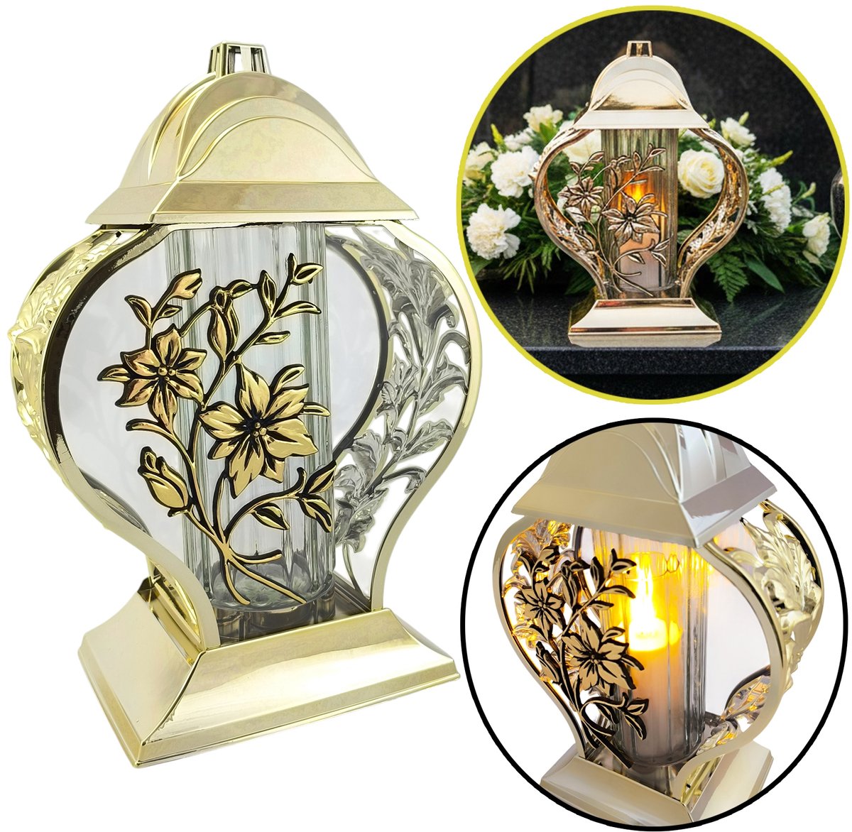 Gouden Kapel Znicz met Lelie - Elegante grafversiering