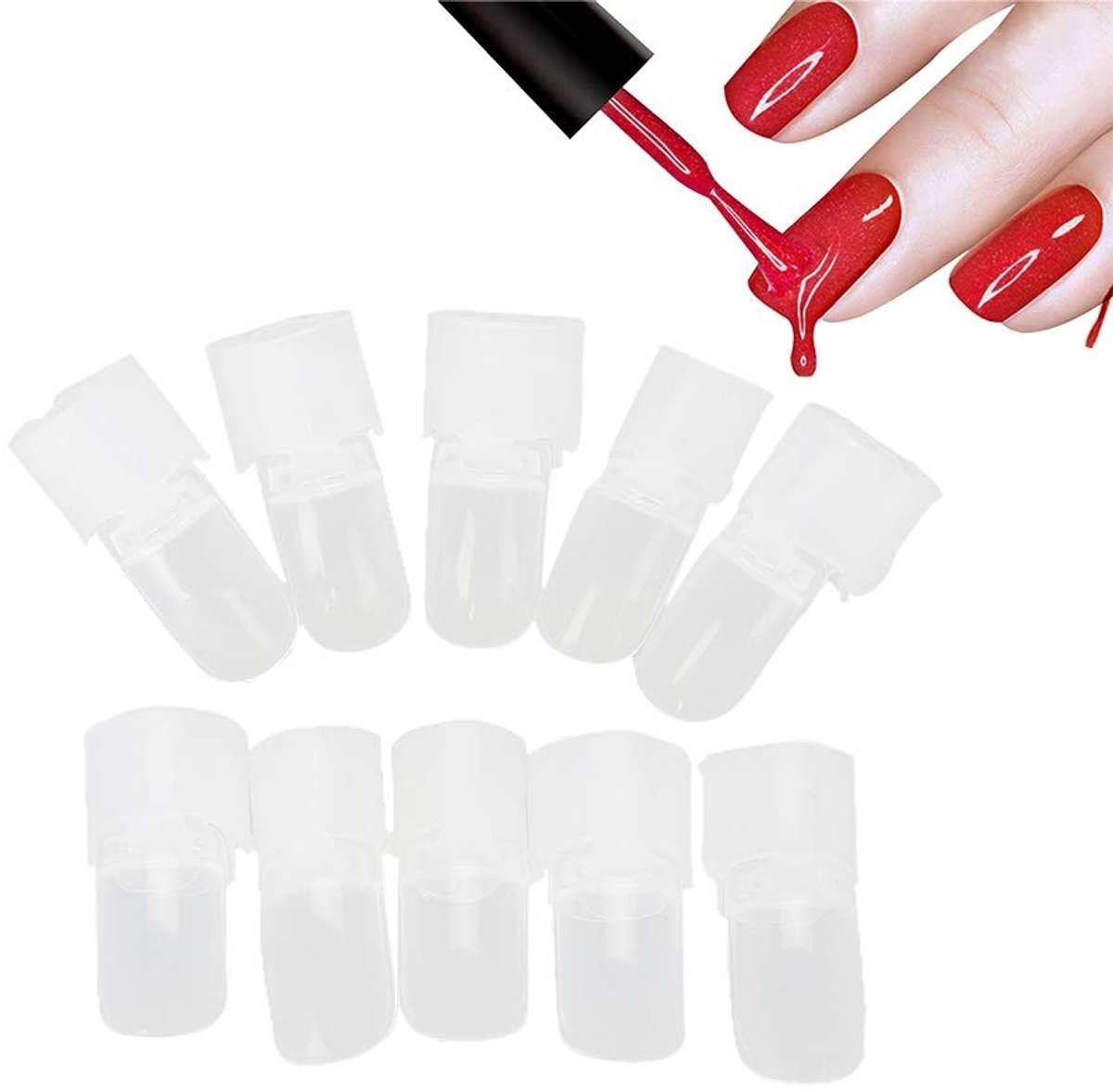 Dailygoods- Nagellak Tips 10 Stuks - Vingernagelbescherming - Kunststof - Transparant - Nagelbeschermers - Voorkom Smeren - Bescherm je Nagels
