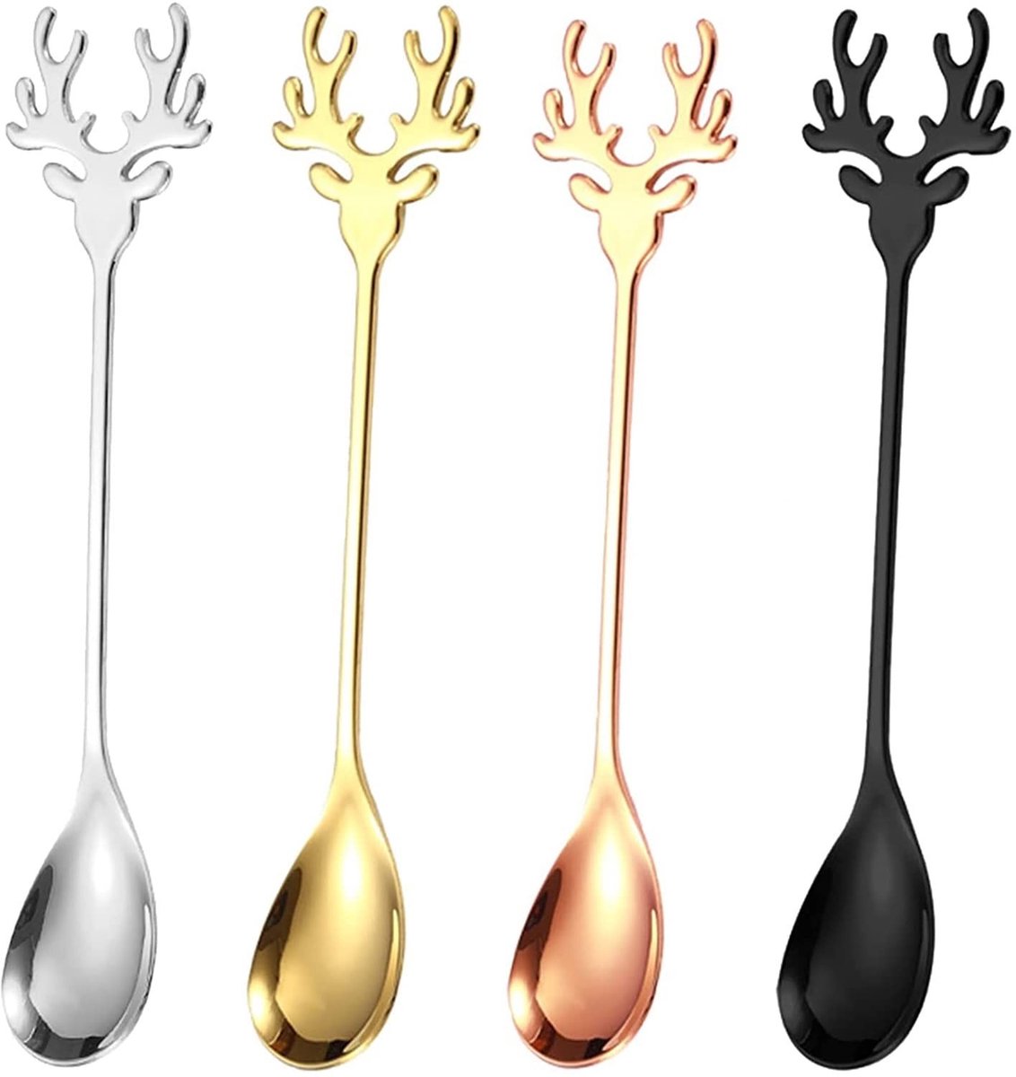 Dailygoods- Koffielepels 4 stuks - Roestvrij Staal - Multifunctioneel - Theelepel - Dessertlepel - Hoogwaardig Handvat - Comfortabel Gebruik - Lepelset