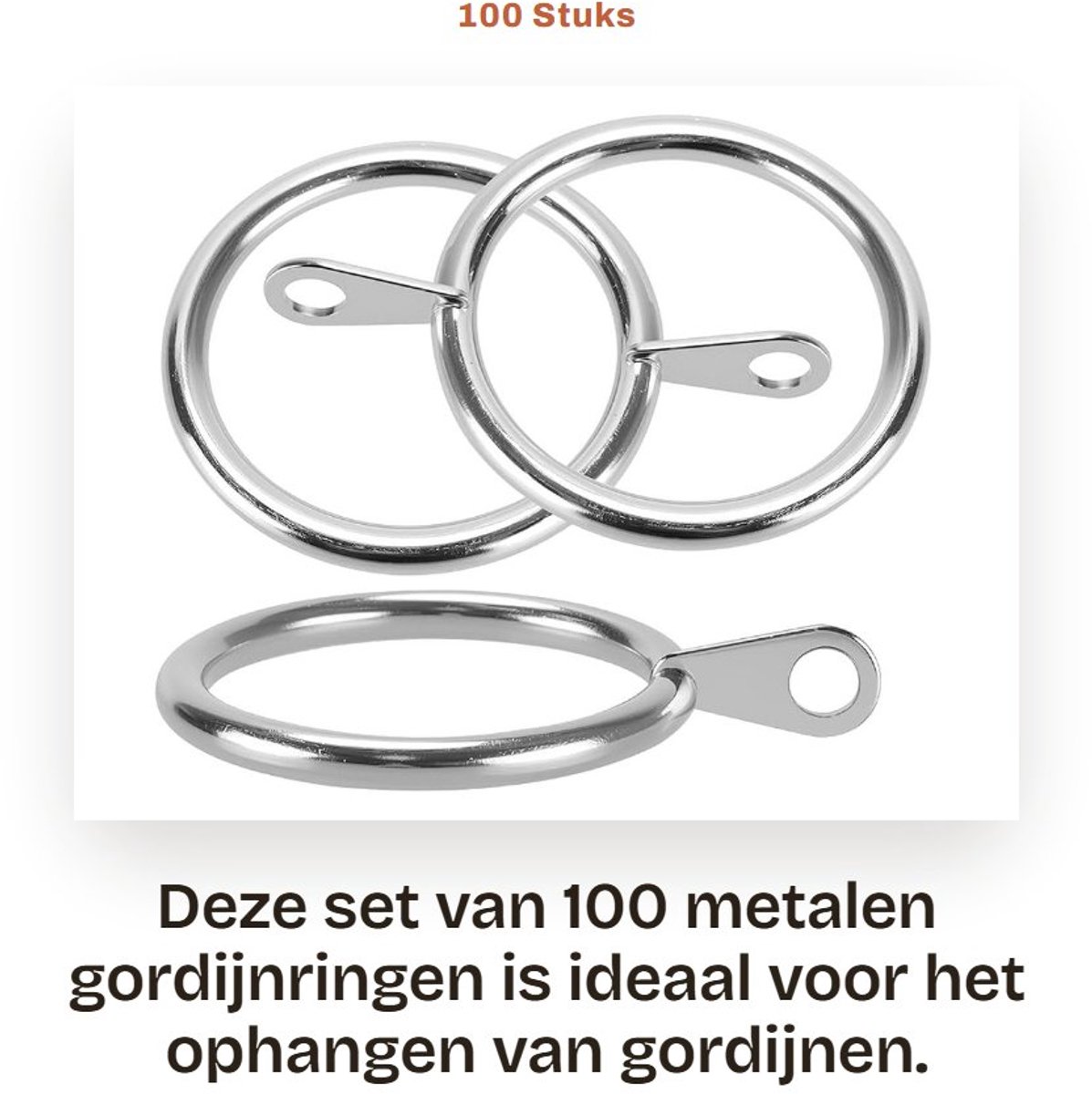Dailygoods- Gordijnringen 100 stuks - Metalen Gordijnringen 38 mm - Zilveren Gordijnringen - Eenvoudige Installatie - Geschikt voor Gordijnroede