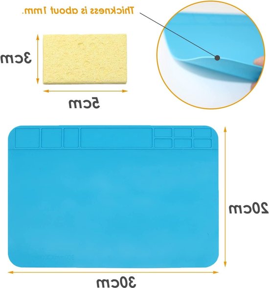 Antistatische soldeermat van silicone, hittebestendige werkmat voor reparaties van telefoons en computers, ideaal voor soldeerprojecten en isolatiewerkzaamheden — afbeelding 5
