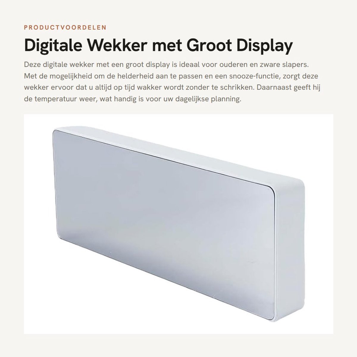 Dailygoods- Digitale Wekker Groot Display - Temperatuurweergave - Snooze-functie - Stil Alarm - Instelbare Helderheid - ABS Materiaal