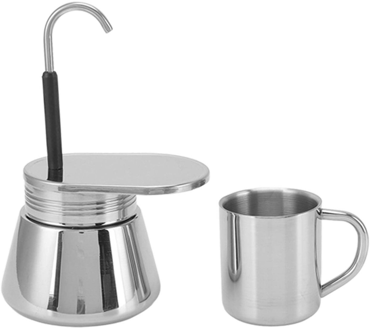 Dailygoods- Mokkapot Lichtgewicht - Roestvrij Staal - Capaciteit 220ML - Draagbare Buitencamping - Geschikt voor Gasfornuizen - Hoogwaardige Koffiekop - Koffiezetter