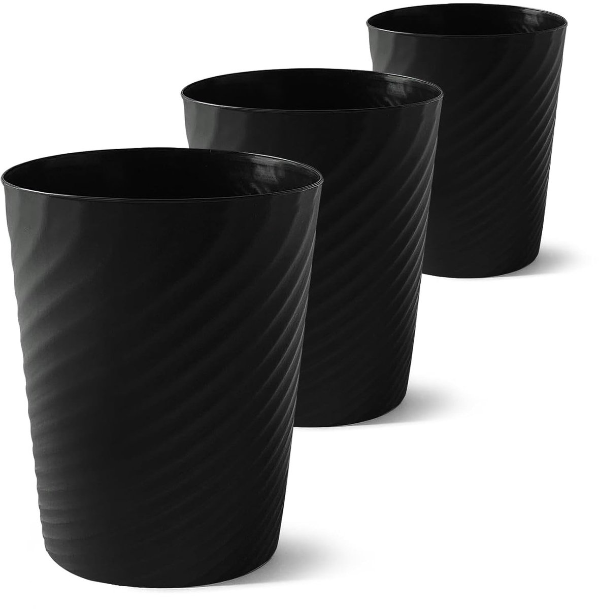 Dailygoods- Prullenbak 3 delig - Prullenbak zonder deksel - Prullenbak rond - Afvalbak voor keuken - Afvalbak voor slaapkamer - Lichtgewicht kunststof - Afvalemmer