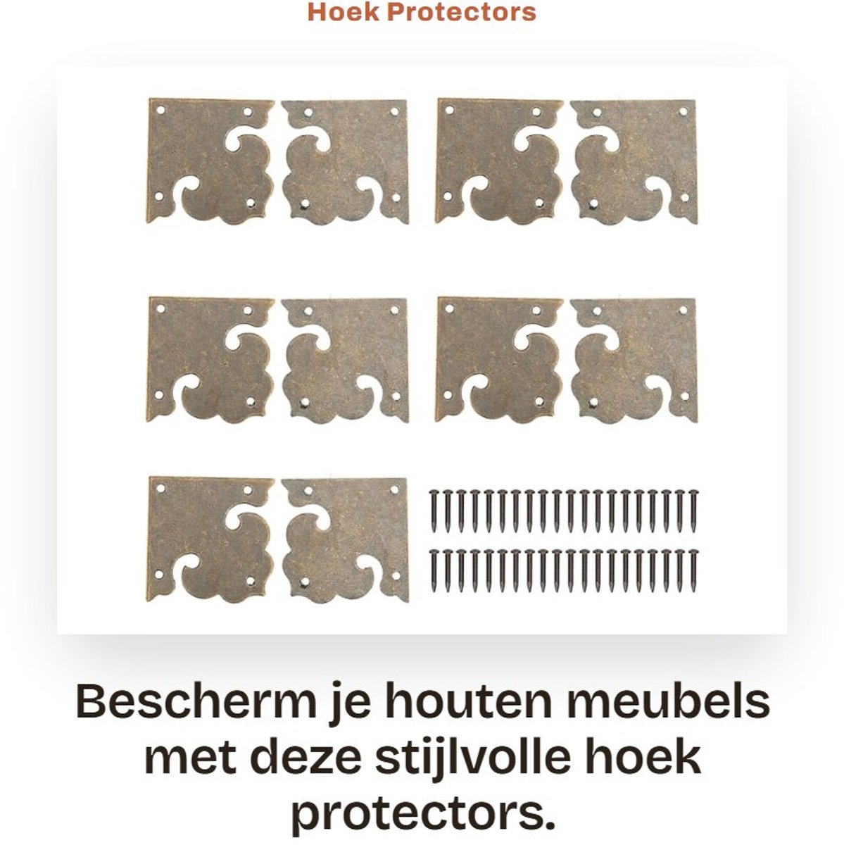 Dailygoods- Hoekprotectors 10 Stuks - Vintage Messing - Decoratieve Beugels - Voor Houten Meubels - Schokbestendig - Voor Tafels/Kasten - Hoekbeugels