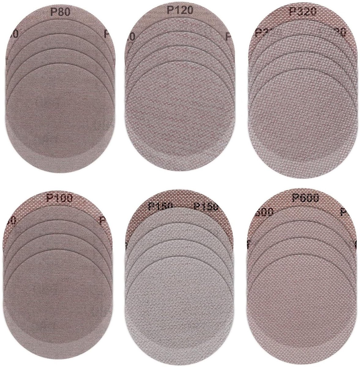 Dailygoods - Mesh Schuurdiscs - 30 Stuks - Dust-free Schuren - Diameter 125 mm - Aluminium Oxide - Geschikt voor Hout en Metaal - Coated