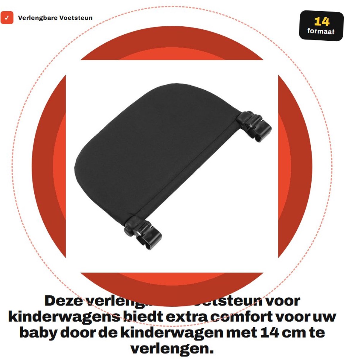 Dailygoods - Verlengbare Voetsteun Accessoires voor Kinderwagens, Zwart