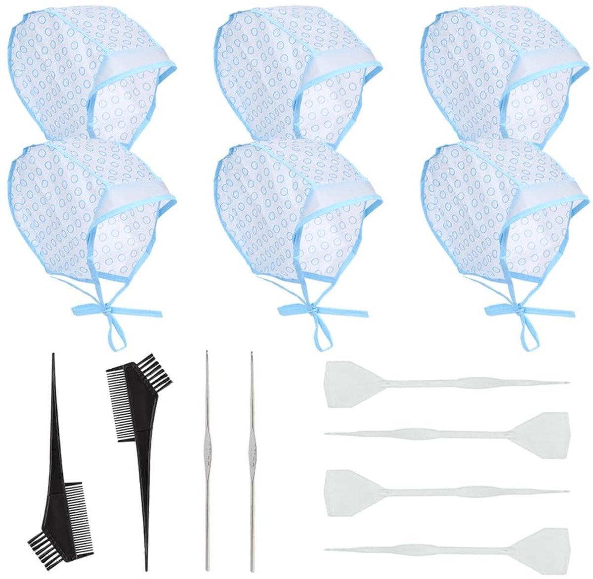 Dailygoods- Haarkleurkwasten Set van 14 Stuks - Wegwerp Glazuur Caps - Plastic Haaknaalden - Haarkleuring - Doe-Het-Zelf Verven - 12 x 20 cm - Haarkleurset