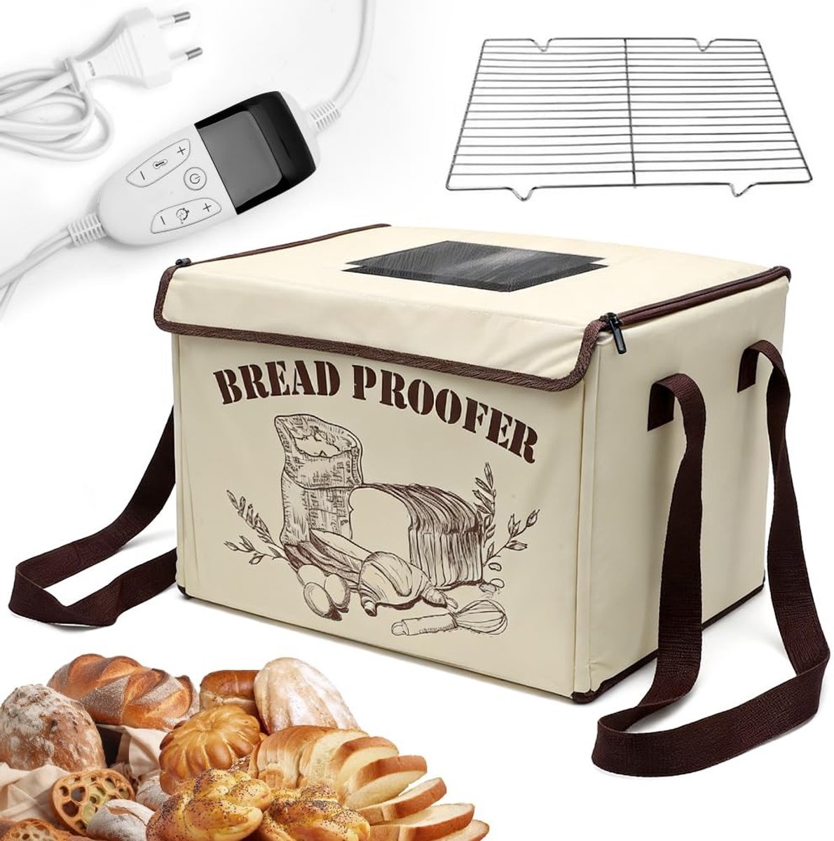 Dailygoods- Fermentatiebox met verwarming - Opvouwbare Deeggaarbox - Geschikt voor Brooddeeg/Yoghurt/Pizza - Inhoud 33 Liter - 40 x 33 x 25 cm - 3 Verwarmingszones