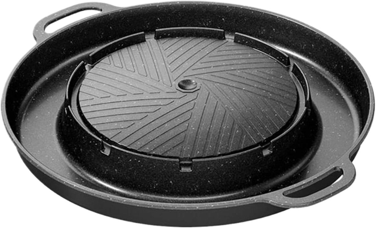 Grill Pan Binnen Grill Buiten Koken Antiaanbaklaag 34.5 cm Zwart