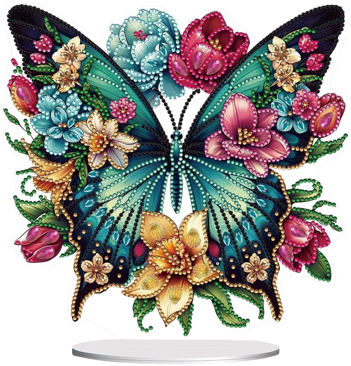 Dailygoods- Diamond Painting Decoratie - DIY Dubbelzijdig - Roos/Vlinder - Tafeldecoratie - 5D Kunstset - Geschikt voor Volwassenen/Kinderen - Diamant Schilderij