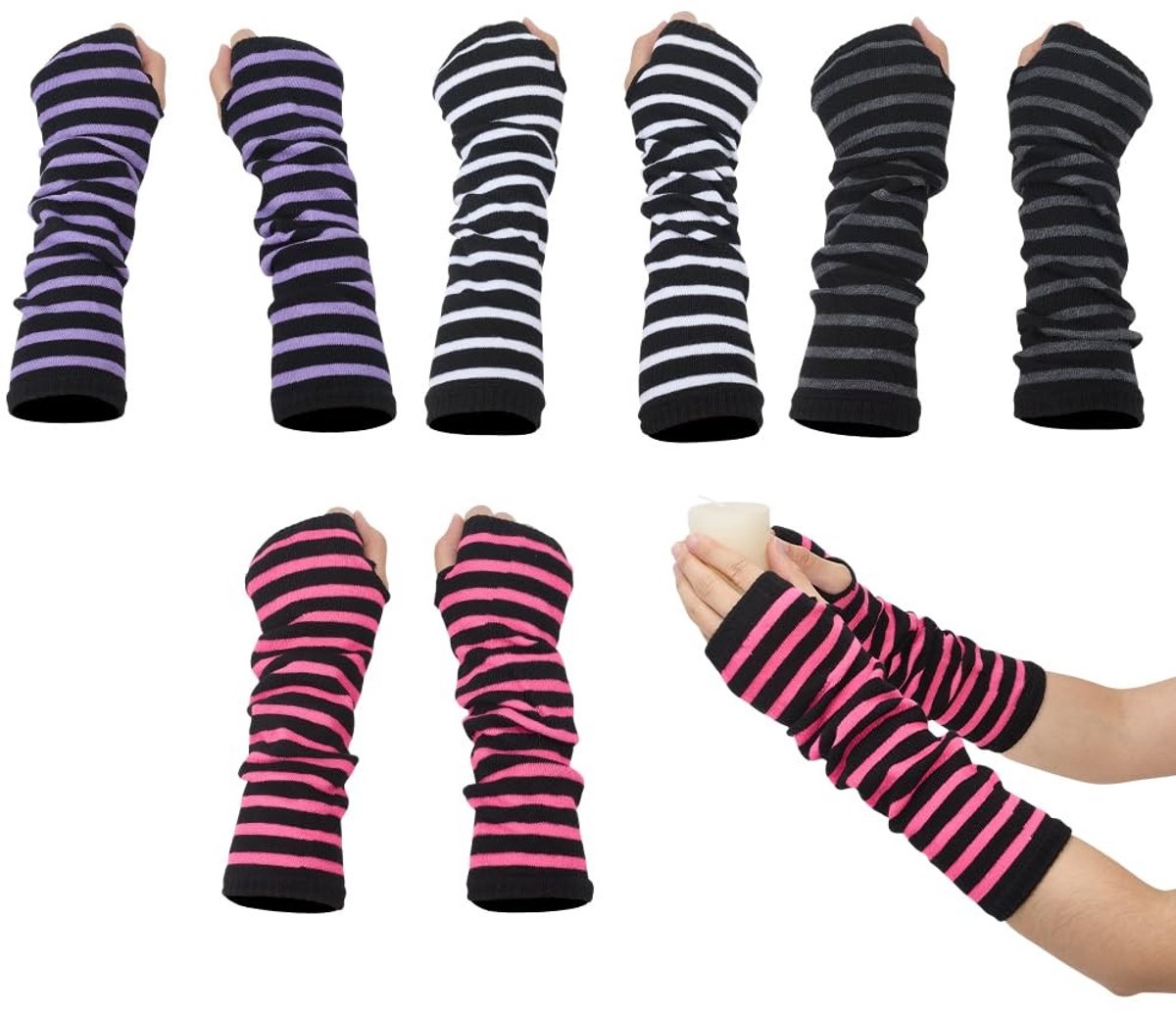 Dailygoods- Vingerloze Handschoenen - Lange Gebreide Handschoenen - Duimgat Ontwerp - Elastische Wanten - Voor Dames - Ideaal voor Cosplay