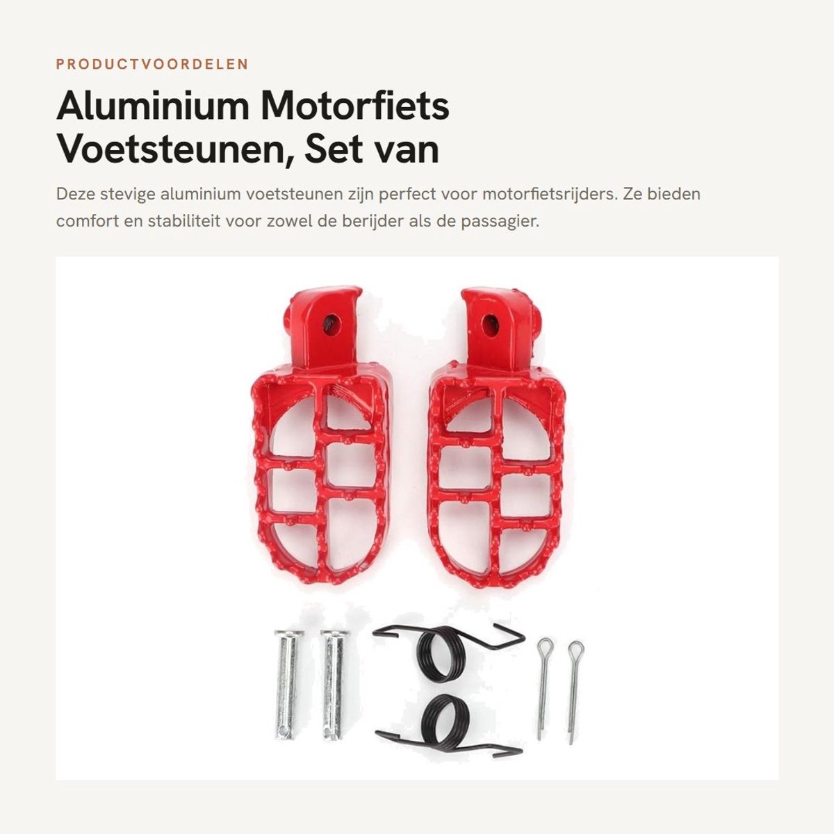 Dailygoods- Voetsteunen Aluminium - 2 Stuks - Antislip - Waterdicht - Geschikt voor Motorfiets/Dirtbike - Eenvoudige Installatie - Rood - Voetsteun