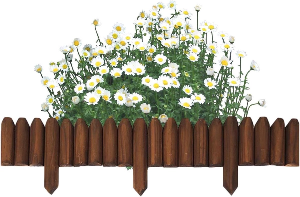 Houten Tuinhek - Gazonhek Bloemrand - Tuinrand Afzetten - Zonder opgraving - 120 cm - Brui