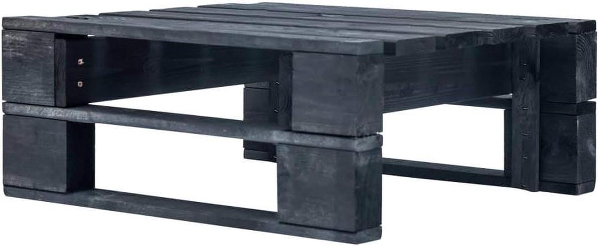 Ottoman van Pallets - Houten Poef Tuin - Buiten Ontspannen - Weerbestendig Hout - 60x60x25 cm - Zwart