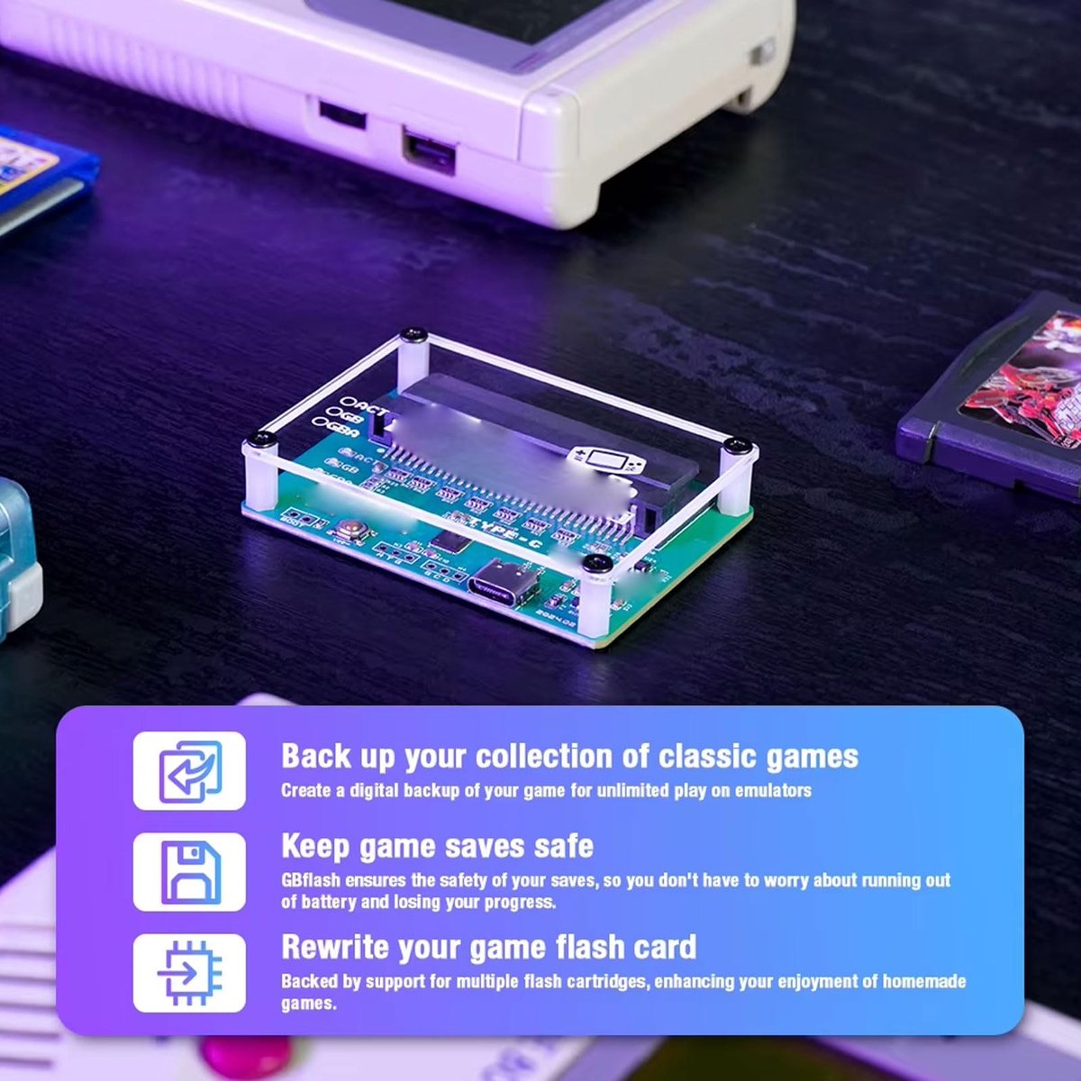 Dailygoods- Cartridgelezer Hoge Snelheid - Back-up ROM - Opslaan op PC - Ondersteuning voor GBA/GBC - Firmware-update - Snellere overdrachtssnelheid - Game Cartridge Reader