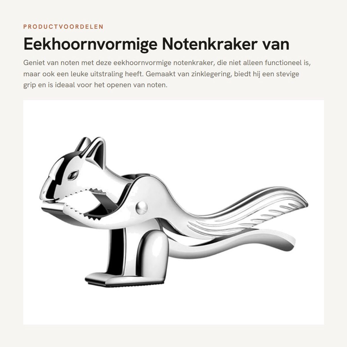 Dailygoods - Eekhoornvormige Notenkraker van Zinklegering met Antislip Handvat