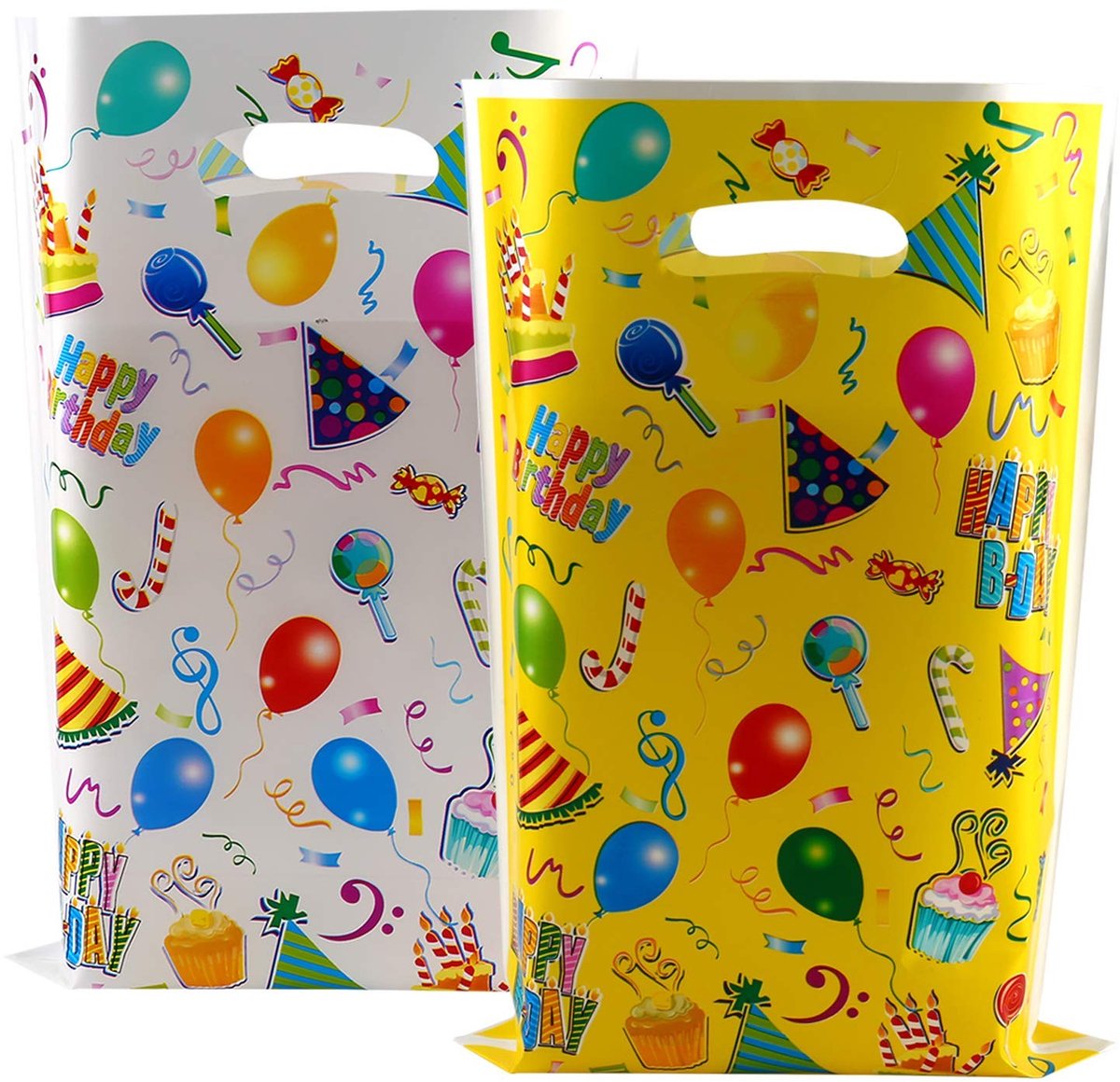 Dailygoods- Verjaardagszakjes 60 stuks - Cadeauzakjes - Feestzakjes - Snoepzakjes - Goody bags - 4 Stijlen 6,5 x 10 inch