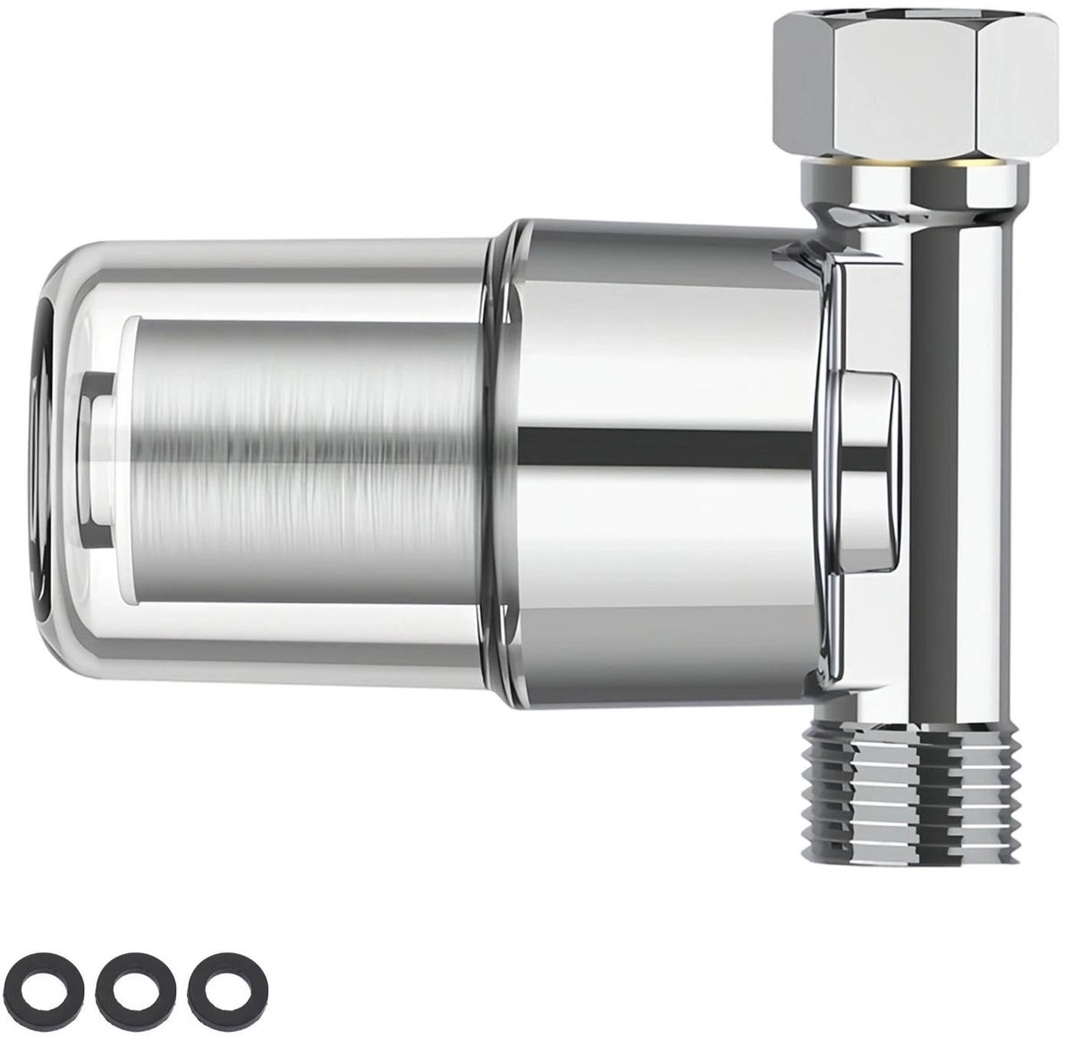 Dailygoods- Kalkfilter Roestvrijstalen Filter - Waterfilter Douche - Waterfilter Huisaansluiting - Voorkomt Kalkvorming - Nauwkeurig Filteren - Transparante Behuizing